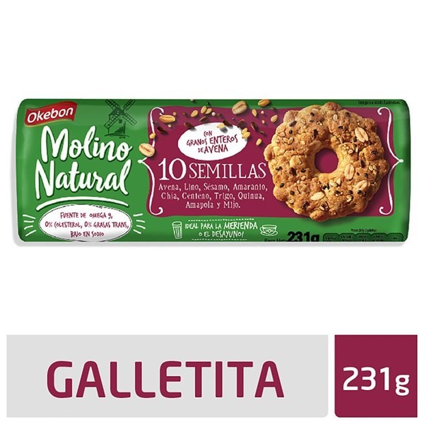 Galletitas de Avena Molino Natural 10 semillas 231 g. #1