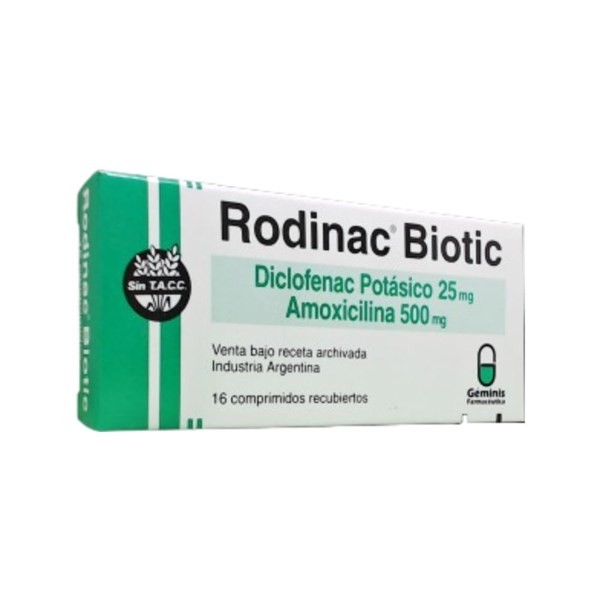 Géminis Farmacéutica Rodinac Biotic Amoxicilina + Diclofenac x 16 Comp Recubiertos #1
