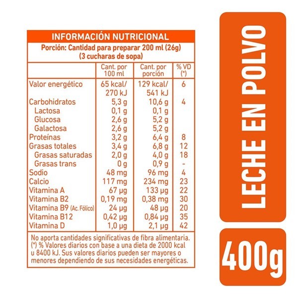 Leche En Polvo Zero Lactosa La Serenisima 400 Gr alt