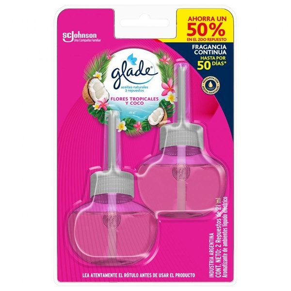 Glade Repuesto Aceites Naturales Tropical Coco 2 uni 21 ml alt