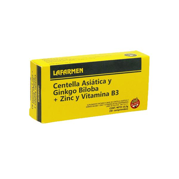 Suplemento Dietario Lafarmen Centella Asiatica Ginko Zinc+ Vitamina B3 x 30 comp Capacidad 30 comp #1