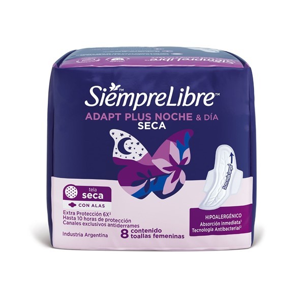 Siempre Libre Toallas Femeninas Secas Adapt Plus Noche Y Dia (8U) alt