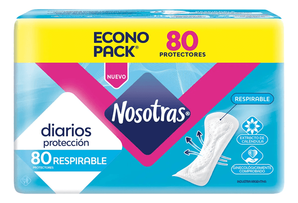 Protector Diario Nosotras Respirables Con Caléndula 80 Unidades Talle Unico alt