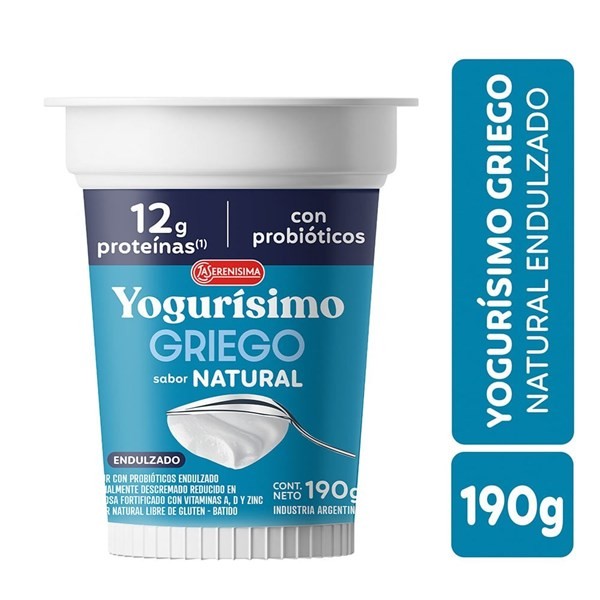 Yogur Griego Batido Natural Endulzado x 190 grs Yogurisimo #1