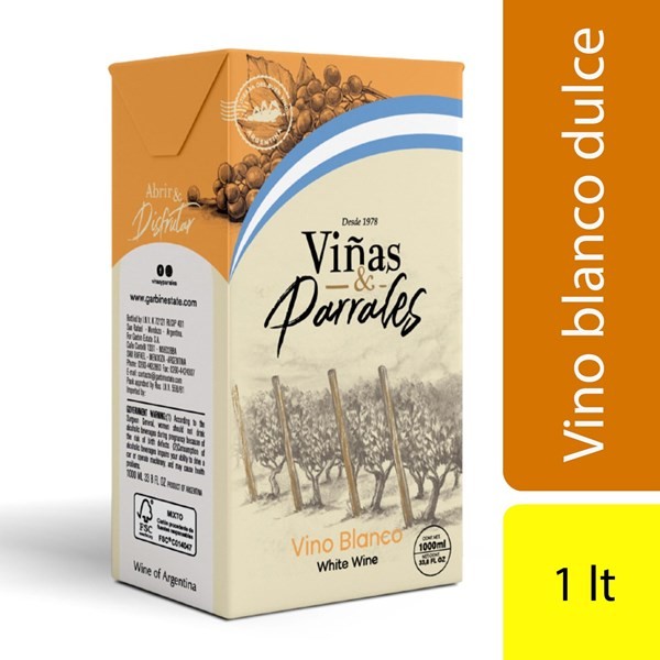Vino Blanco Dulce Viñas Y Parrales Tetra 1 lts. #1