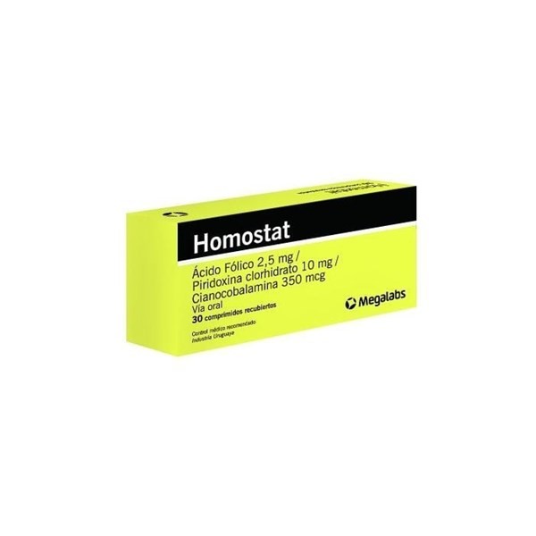 Homostat | 30 comprimidos | Ácido fólico + Vitamina B12 + Vitamina B6 #1