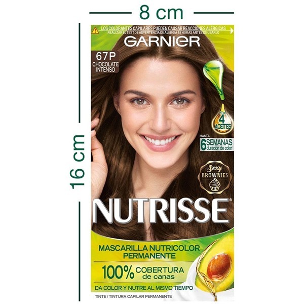 Kit Completo de Coloración Permanente Nutrisse Clásico Tono 67 Chocolate Puro 45g alt