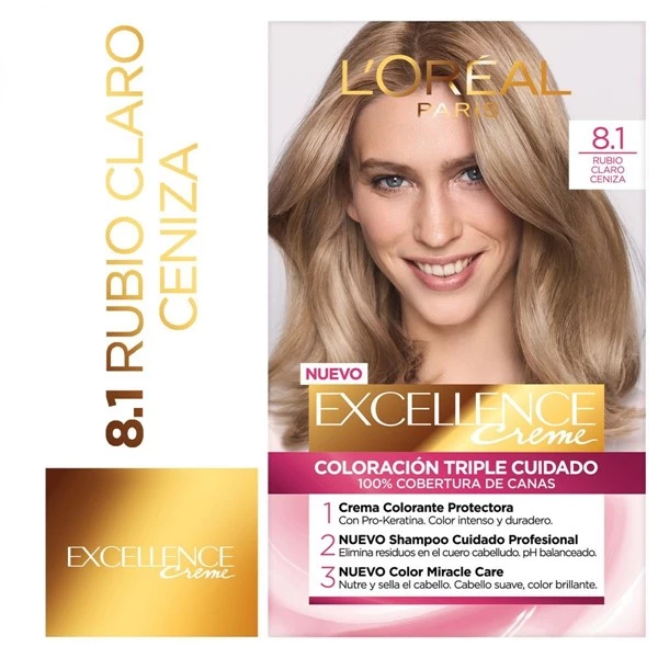 Excellence Kit Coloracion 8.1 Rubio Claro Ceniza