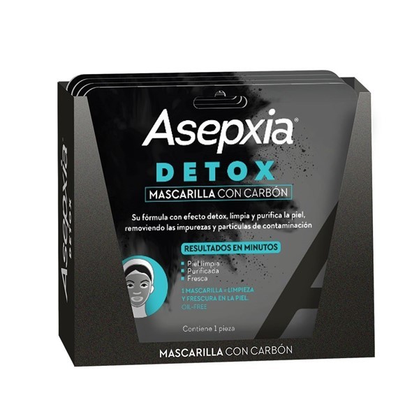 Asepxia Mascarilla Carbón Detox (10 Unidades) alt