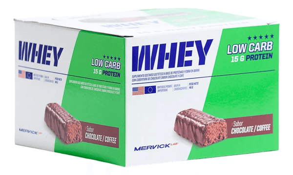 Whey Low Carb Protein Bar Mervick 12 Unidades Snack Proteico Sabor Chocolate/Café alt