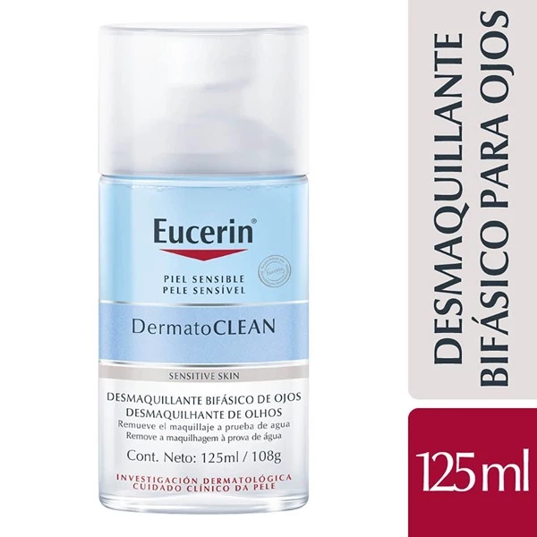 Eucerin Desmaquillante Bifásico de Ojos Dermatoclean Con Ácido Hialurónico X125 ml