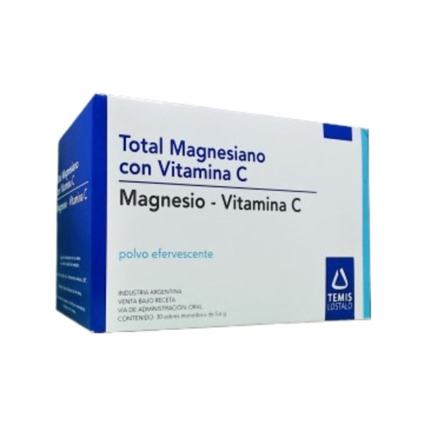 Temis Lostaló Total Magnesiano Vitamina C Magnesio+Vit C Polvo Efervescente x 30 Sobres #1