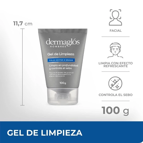 Gel de Limpieza Facial Dermaglós Hombres Pieles Mixtas a Grasas x 100 ml alt
