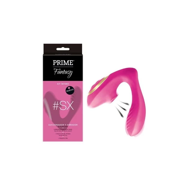 Prime Set Íntimo Fantasy Succionador Vibrador + Preservativos + Gel Íntimo