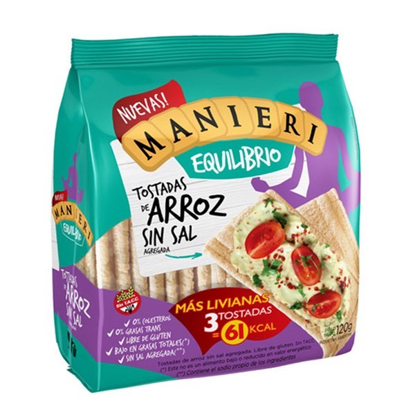 Tostadas de Arroz Manieri Sin Sal 120 g. #1
