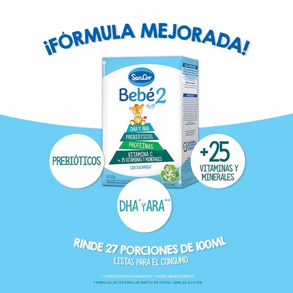 Sancor Bebe Leche Infantil Polvo Etapa 2 (375 Gr) alt