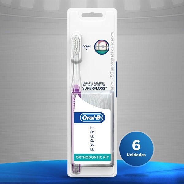 Oral B Combo Kit Expert Cepillo Orthodontic + Hilo Superfloss (6 Unidades) #1