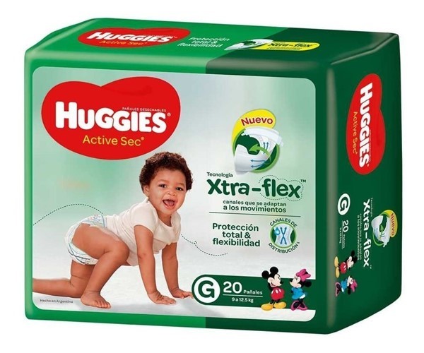Huggies Active Sec Pañales Grande 9-12,5 kg 20 Unidades #1