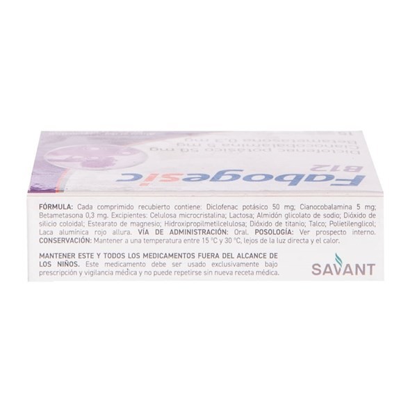 Savant Fabogesic B12 Diclofenac Potásico 50 Mg + Asoc. x 15 Comp alt