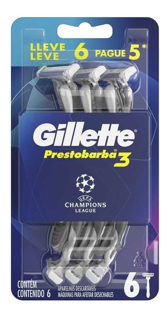 Gillette Máquinas Afeitar Prestobarba3 Champions League 6Uds #1