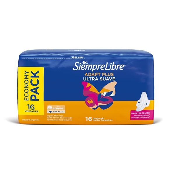 Siempre Libre Toallitas Femeninas Adapt Plus Finas Con Alas (16 Unidades) alt