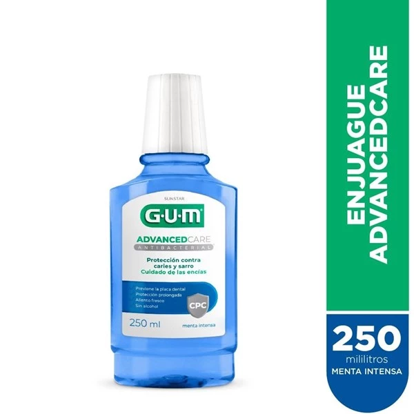 Enjuague Bucal Gum Advanced Antibacterial Menta Intensa 250 ml
