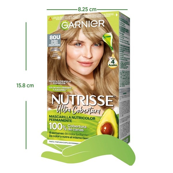 Nutrisse Kit de Coloración Permanente  ultra Cobertura Tono 80 Rubio Claro Profundo Color alt