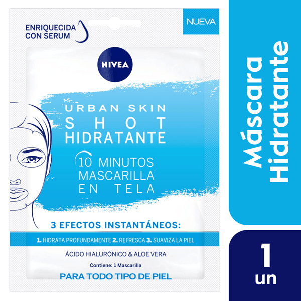 Mascarilla de Tela Nivea Urban Skin Shot Hidratante Para Todo Tipo de Piel #1
