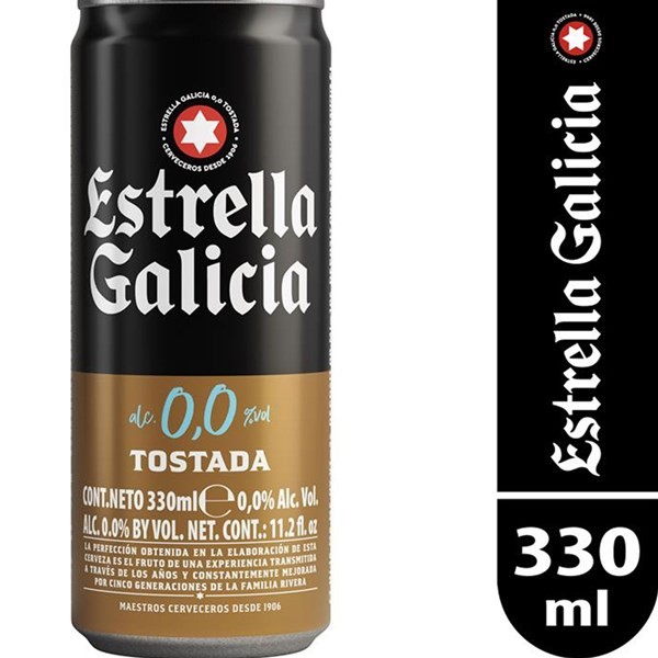 Cerveza Sin Alcohol 0.0% Estrella Galicia en Lata 330 ml #1