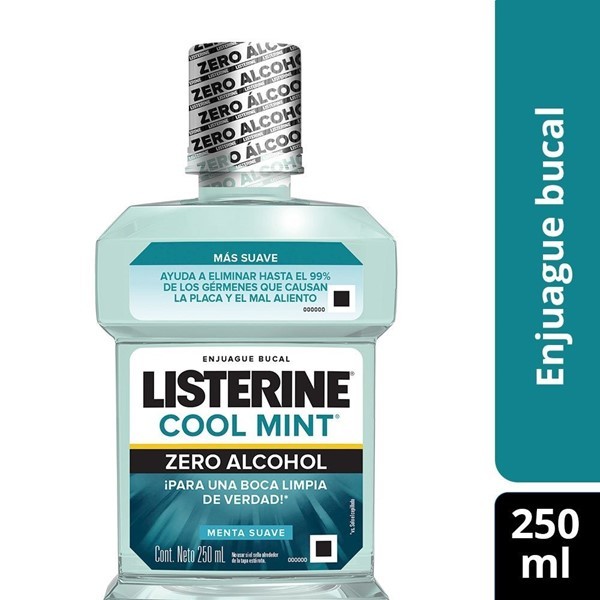 Enjuague Bucal Sin Alcohol Listerine Cool Mint Zero x 250 ml alt