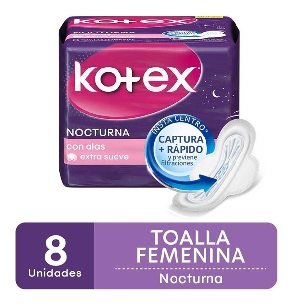 Kotex Nocturna Toallas Femeninas Con Alas 8 Unidades | Unico