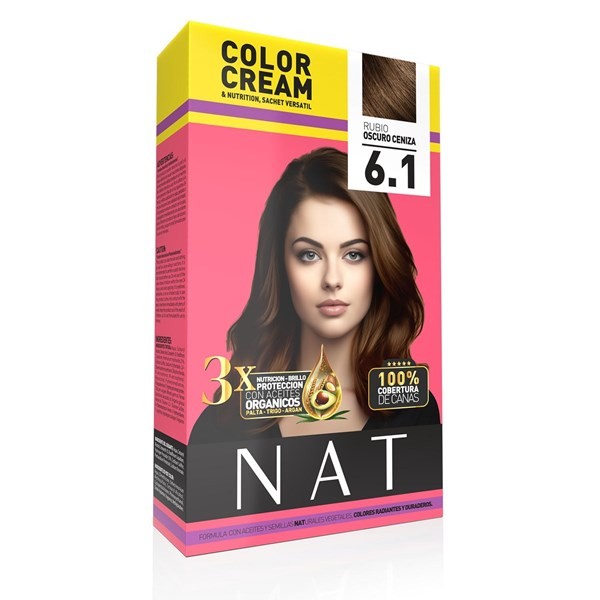 Nat Kit Tintura Color Cream & Nutrition Color 6.1 Rubio Oscuro Ceniza
