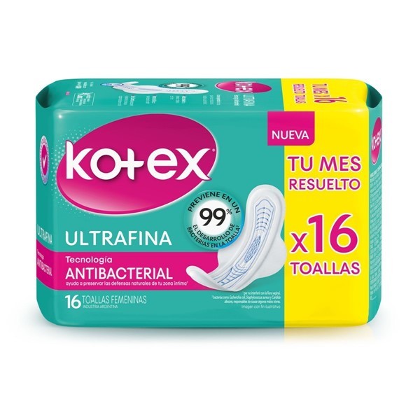 Kotex Toalla Femenina Antibacterial Ultrafina (16 Unidades) alt