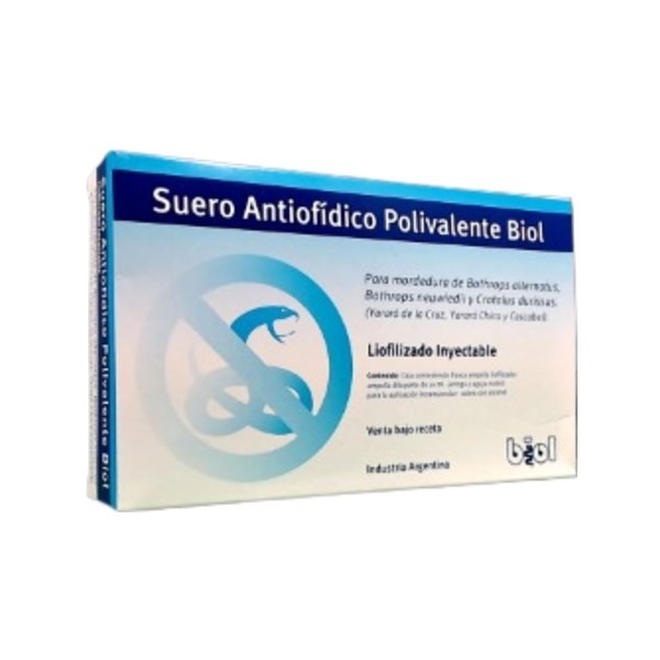 Suero Antiofídico Polivalente Biol Liofilizado Inyectable x 1 Frasco Ampolla + 1 Ampolla Diluyente x 10 ml C / Jeringa + Aguja #1