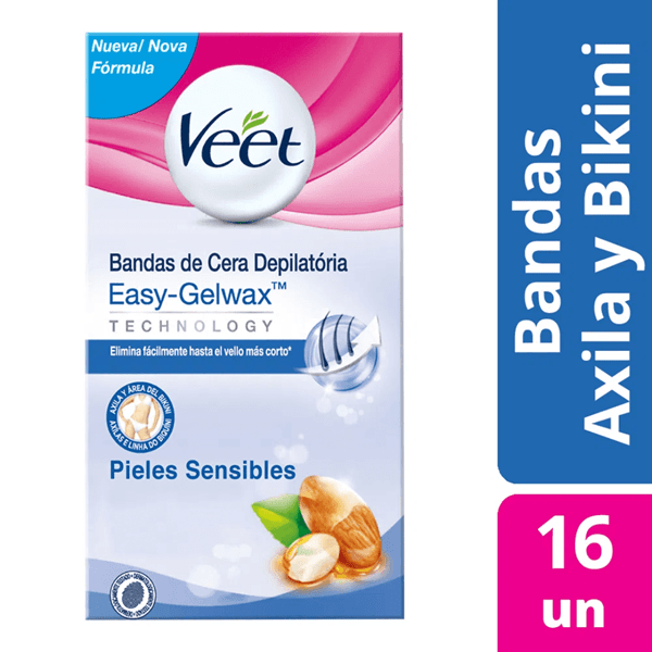 Veet Bandas Depilatorias Axila Y Bikini Piel Sensible (16 Unidades)
