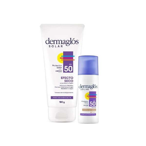 Dermaglos Set Solar Efecto Seco Con Color Claro 2 Unid #1
