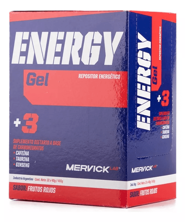 Suplemento Gel Mervicklab Energy Repositor Energético 12 Uds x 40 g Sabor Frutos Rojos