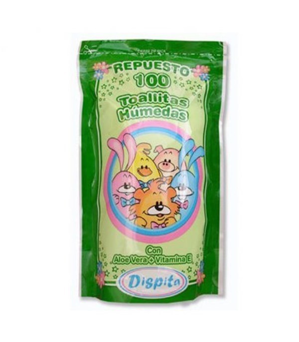 Dispita Toallitas Húmedas Con Aloe Vera Y Vitamina E 100 Unidades
