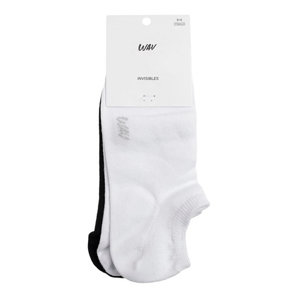 Media Invisible Wav Negro Y Blanco Liso x 2 un alt