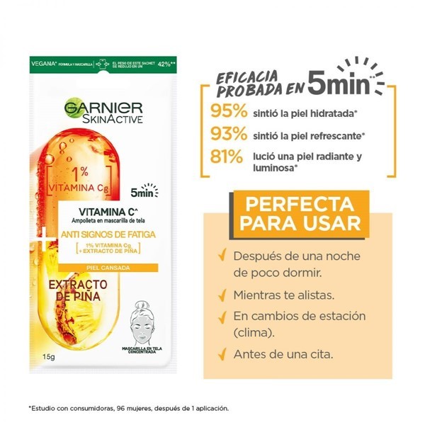 Garnier Ampolla en Mascarilla de Tela Con Vitamina C Y Ananá alt