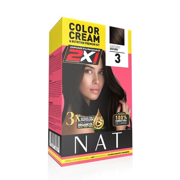 Nat Tintura en Kit Doble Aplicación Color 3 Castano Oscuro #1
