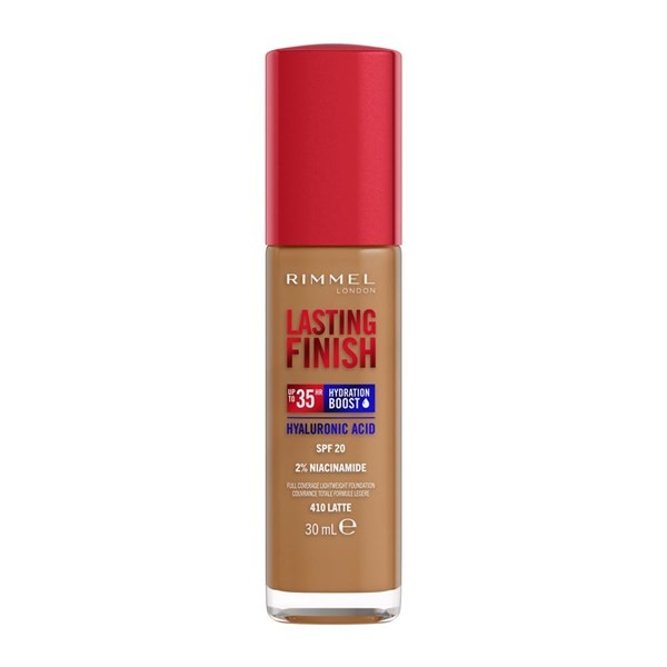 Base Liquida de Maquillaje Rimmel Lasting Finish Hydration Boost x 30 ml Color 410 latte Hboost