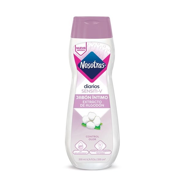 Nosotras Jabón Líquido Íntimo Sensitive Extracto de Algodón x 200 ml #1