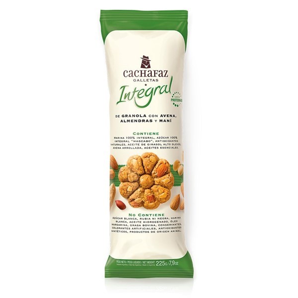 Galletas Integrales Cachafaz Avena Almendras Y Maní X 225 G