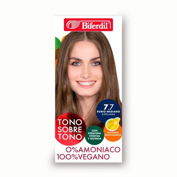 Biferdil Kit de Coloracion Tono Sobre Tono 7.7 Rubio Mediano Avellana #1