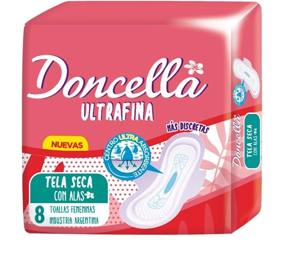 Doncella Toallitas Ultrafinas Pocket Tela Seca (8 U)