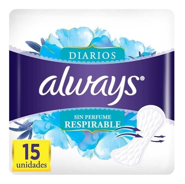 Always Protectores Diarios Respirables Sin Perfume 15U Unico