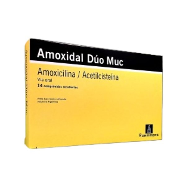 Roemmers Amoxidal Duo Muc Amoxicilina + Acetilcisteína x 14 Comp Tipo de Receta Obligatoria #1