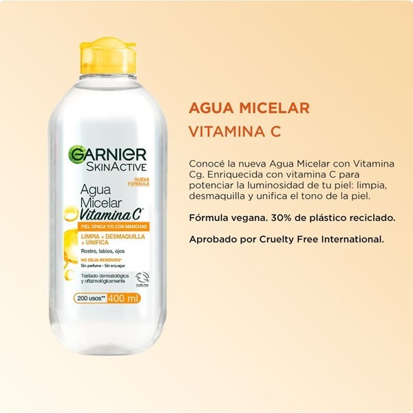 Garnier Agua Micelar Vitamina Piel Opaca Y/O Con Manchas 400 ml alt