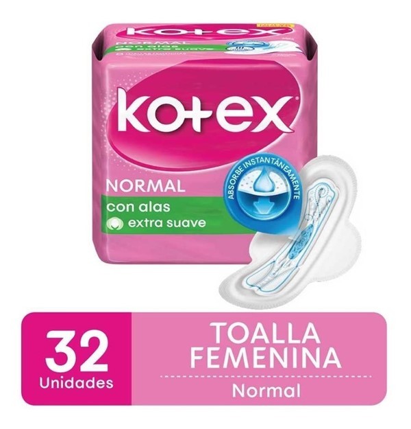 Kotex Normal Toallas Femeninas Con Alas 32 Unidades | Unico